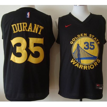 Warriors #35 Kevin Durant Black Fashion Stitched NBA Jersey