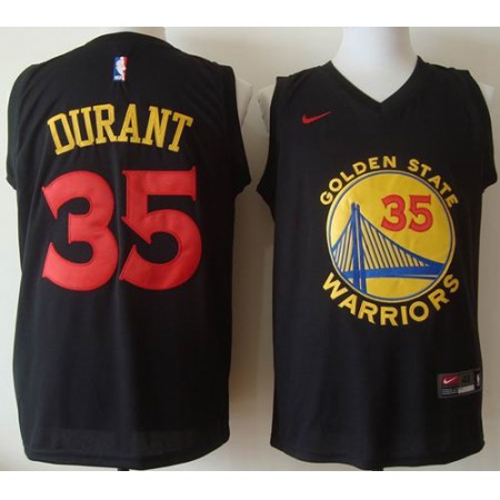 Warriors #35 Kevin Durant Black New Fashion Stitched NBA Jersey