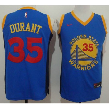 Warriors #35 Kevin Durant Blue Red No. Fashion Stitched NBA Jersey