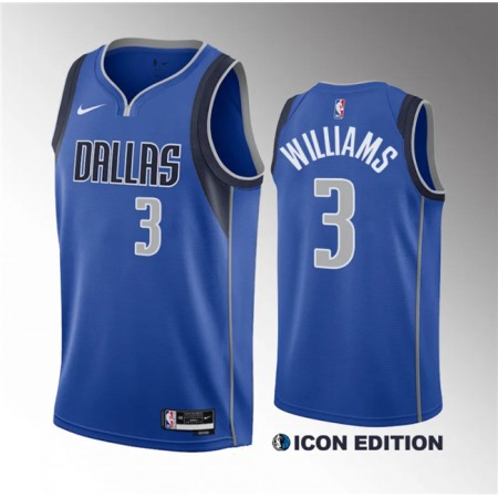 Men's Dallas Mavericks #3 Grant Williams Blue Icon Edition Stitched Basketball Jersey