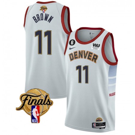 Men's Denver Nuggets #11 Bruce Brown White 2023 Finals Icon Edition With NO.6 Patch Stitched Basketball Jersey