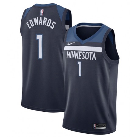 Men's Minnesota Timberwolves #1 Anthony Edwards Navy Icon Edition Stitched Jersey