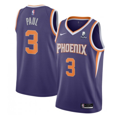 Men's Phoenix Suns #3 Chris Paul Purple Icon Edition Stitched Jersey