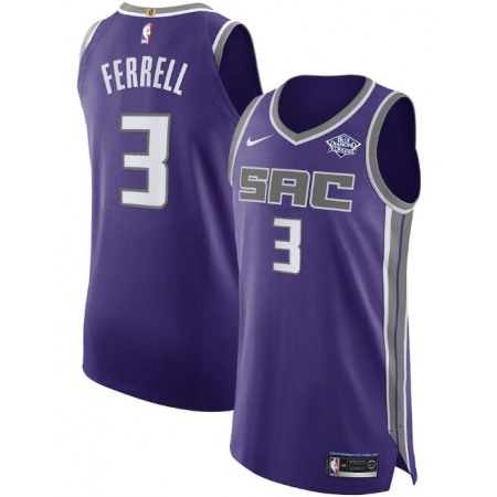 Men's Sacramento Kings #3 Yogi Ferrel Purple Icon Edition Stitched Jersey