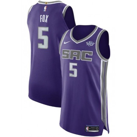 Men's Sacramento Kings #5 De'Aaron Fox Purple Icon Editon Stitched Jersey