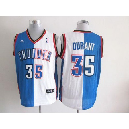 Thunder #35 Kevin Durant Blue/White Split Fashion Stitched NBA Jersey
