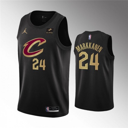 Men's Cleveland Cavaliers #24 Lauri Markkanen Black Statement Edition Stitched Basketball Jersey