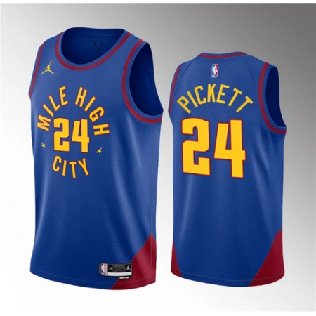 Men's Denver Nuggets #24 Jalen Pickett Blue 2023 Draft Statement Edition Stitched Basketball Jersey