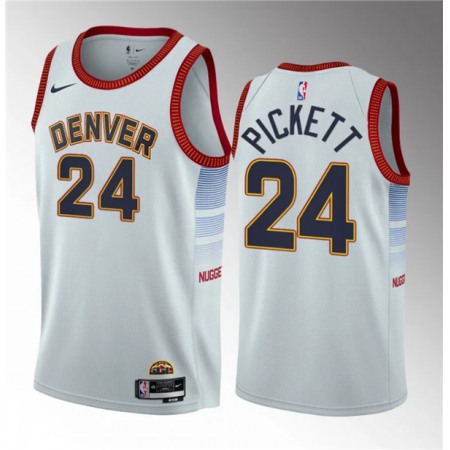 Men's Denver Nuggets #24 Jalen Pickett White 2023 Draft Icon Edition Stitched Basketball Jersey