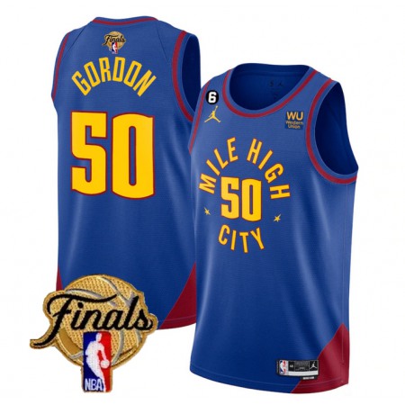 Men's Denver Nuggets #50 Aaron Gordon Blue 2023 Finals Statement Edition With NO.6 Patch Stitched Basketball Jersey