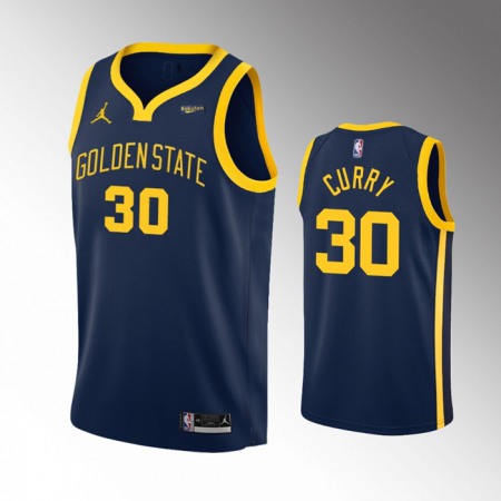 Men's Golden State Warriors #30 Stephen Curry Navy Statement Edition Stitched Jersey