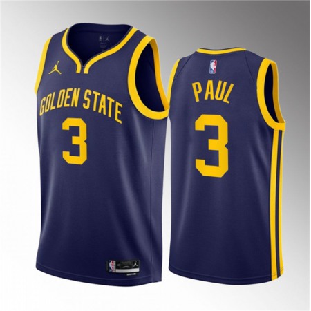 Men's Golden State Warriors #3 Chris Paul Navy Statement Edition Stitched Basketball Jersey
