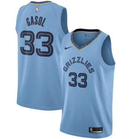 Men's Memphis Grizzlies #33 Marc Gasol Light Blue Statement Edition Stitched Jersey