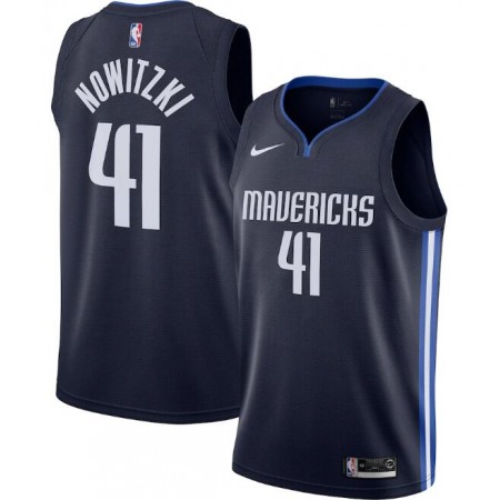 Men's Dallas Mavericks #41 Dirk Nowitzki Navy Statement Edition Stitched Jersey