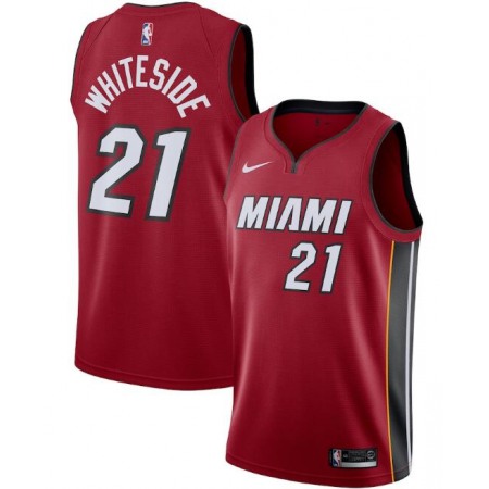 Men's Miami Heat #21 Hassan Whiteside Red Statement Edition Swingman Stitched Jersey
