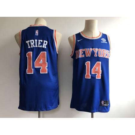Men's New York Knicks #14 Allonzo Trier Blue Swingman Stitched NBA Jersey
