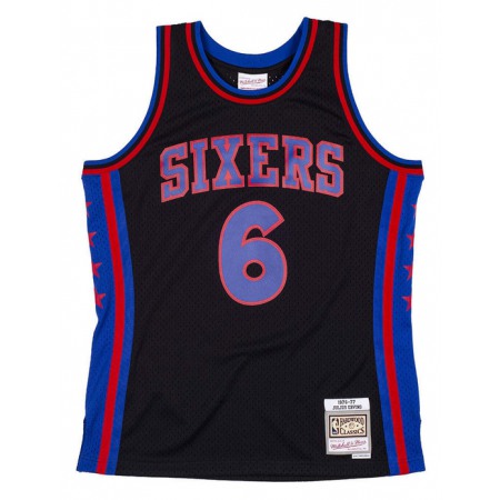 Men's Philadelphia 76ers #6 Julius Erving 1976-77 Black Mitchell & Ness Swingman Stitched Jersey