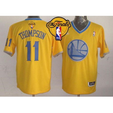 Warriors #11 Klay Thompson Gold 2013 Christmas Day Swingman The Finals Patch Stitched NBA Jersey
