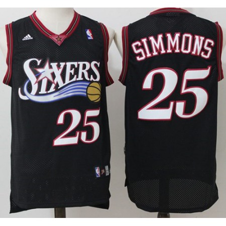 76ers #25 Ben Simmons Black Throwback Stitched NBA Jersey