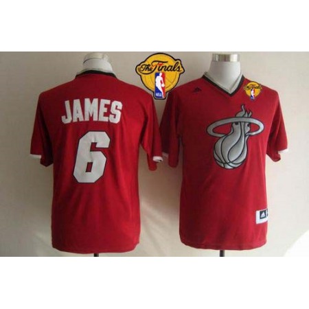 Heat #6 LeBron James Red 2013 Christmas Day Swingman Finals Patch Stitched NBA Jersey