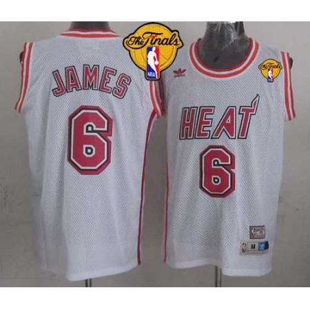 Heat #6 LeBron James White Swingman Throwback Finals Patch Stitched NBA Jersey