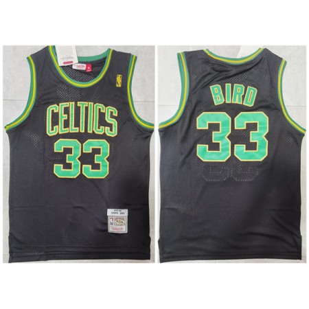 Men's Boston Celtics #33 Larry Bird Black Throwback Stitched Jersey