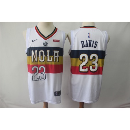 Men's New Orleans Pelicans #23 Anthony Davis White 2018/19 Earned Edition Swingman Stitched NBA Jersey