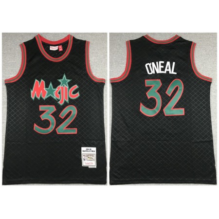 Men's Orlando Magic #32 Shaquille O'Neal Black Throwback Stitched Jersey