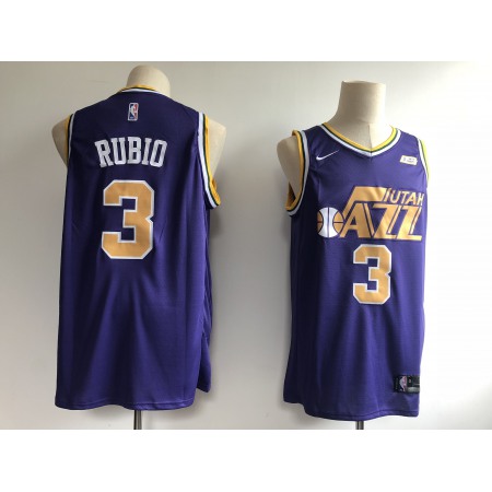 Men's Utah Jazz #3 Ricky Rubio Purple Swingman Stitched NBA Jersey