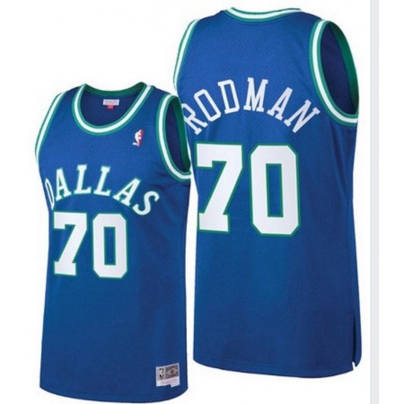Men's Dallas Mavericks #70 Dennis Rodman Blue Throwback Stitched Jersey