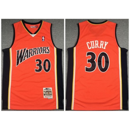 Men's Golden State Warriors #30 Stephen Curry Orange 2009-10 Throwback Stitched Jersey