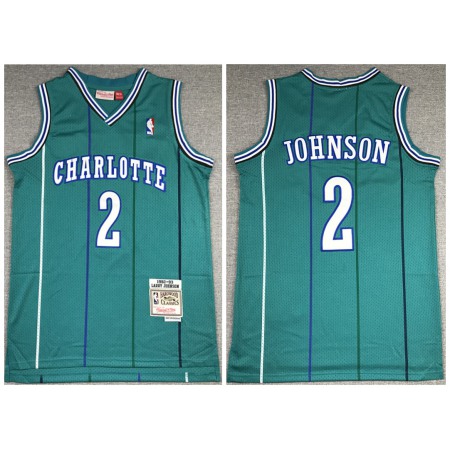 Men's New Orleans Hornets #2 Larry Johnson 1992-93 Green Throwback Stitched Jersey