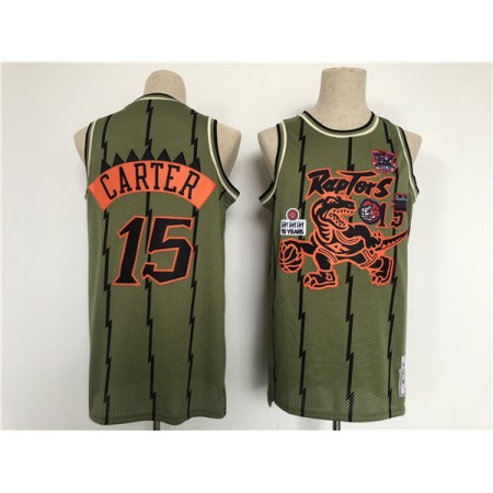 Men's Toronto Raptors #15 Vince Carter Oilve Throwback Stitched Jersey