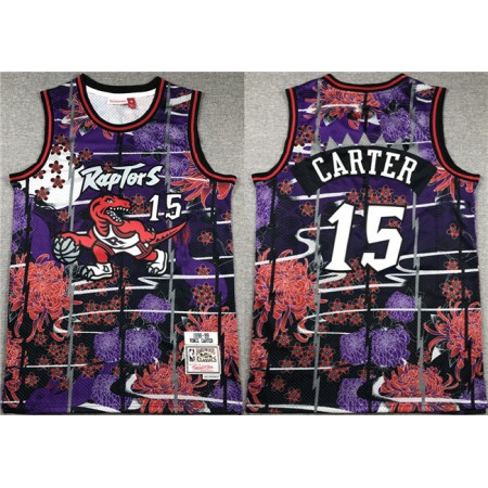 Men's Toronto Raptors #15 Vince Carter Purple/Red Throwback Stitched Jersey