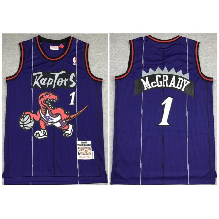 Men's Toronto Raptors #1 Tracy Mcgrady Purple Throwback Stitched Jersey