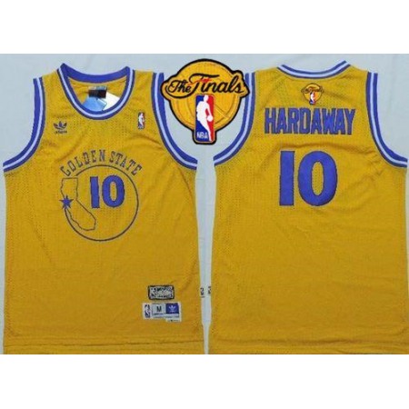 Warriors #10 Tim Hardaway Gold New Throwback The Finals Patch Stitched NBA Jersey