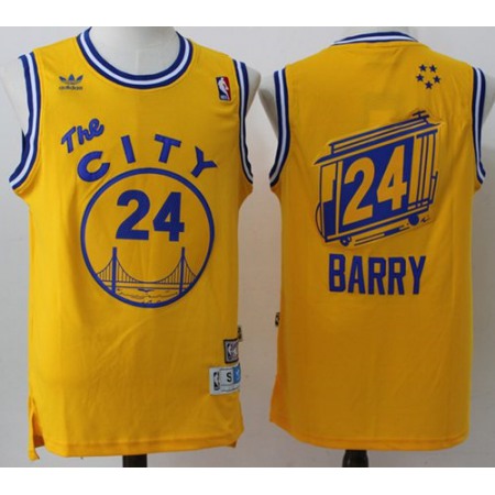 Warriors #24 Rick Barry Gold Throwback The City Stitched NBA Jersey