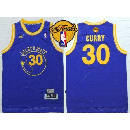 Warriors #30 Stephen Curry Blue New Throwback The Finals Patch Stitched NBA Jersey