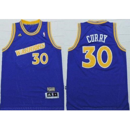 Warriors #30 Stephen Curry Blue Throwback Stitched NBA Jersey