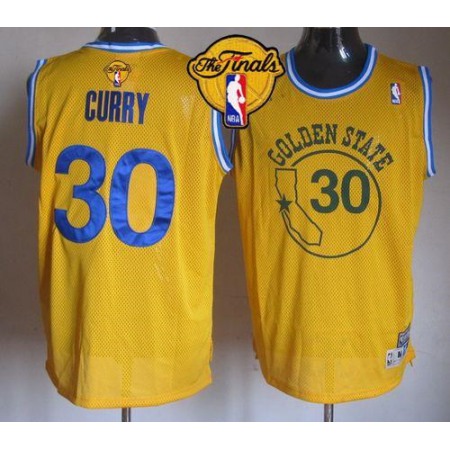 Warriors #30 Stephen Curry Gold New Throwback The Finals Patch Stitched NBA Jersey