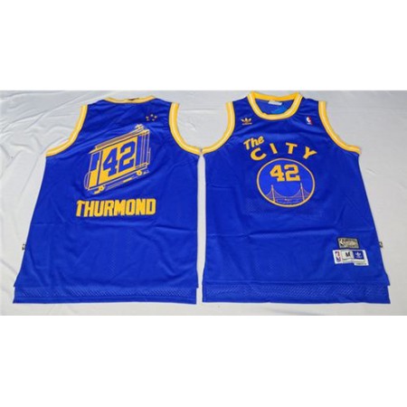 Warriors #42 Nate Thurmond Blue Throwback The City Stitched NBA Jersey