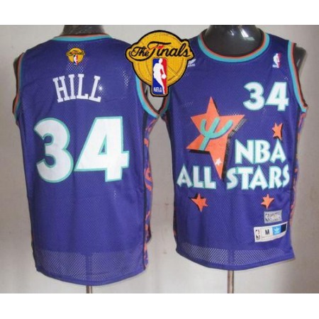 Cavaliers #34 Tyrone Hill Purple 1995 All Star Throwback The Finals Patch Stitched NBA Jersey