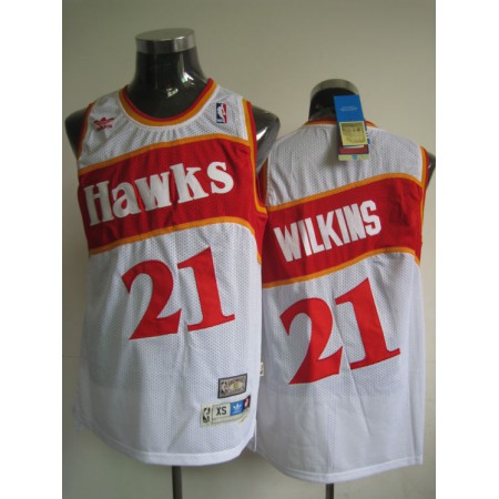 Hawks #21 Dominique Wilkins White Stitched Throwback NBA Jersey