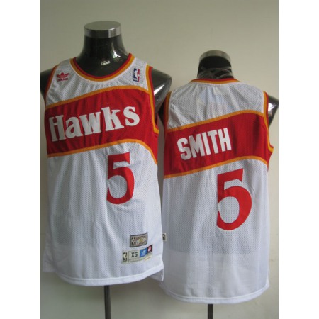 Hawks #5 Josh Smith White Stitched Throwback NBA Jersey