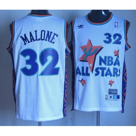 Jazz #32 Karl Malone White 1995 All Star Throwback Stitched NBA Jersey