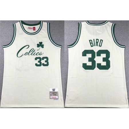 Men's Boston Celtics #33 Larry Bird White Throwback Stitched Jersey