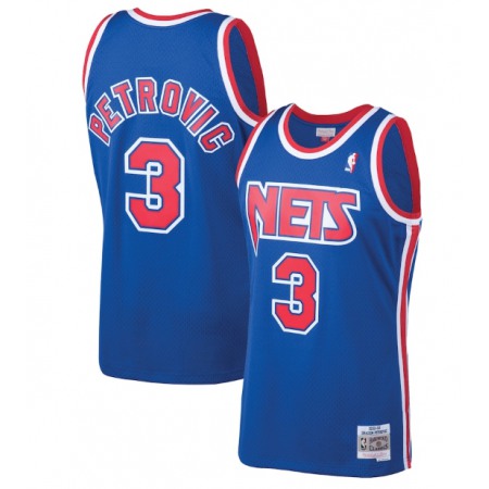 Men's Brooklyn Nets #3 Drazen Petrovic Royal 1992-93 Mitchell & Ness Throwback Hardwood Classics Stitched Jersey