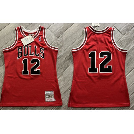 Men's Chicago Bulls #12 Michael Jordan 1990 Red Mitchell & Ness Throwback Stitched Jersey