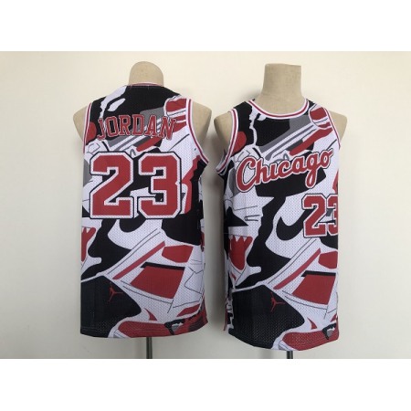 Men's Chicago Bulls #23 Michael Jordan Black/Red/White Throwback Stitched Jersey