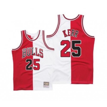Men's Chicago Bulls #25 Steve Kerr White/Red Throwback Stitched Jersey